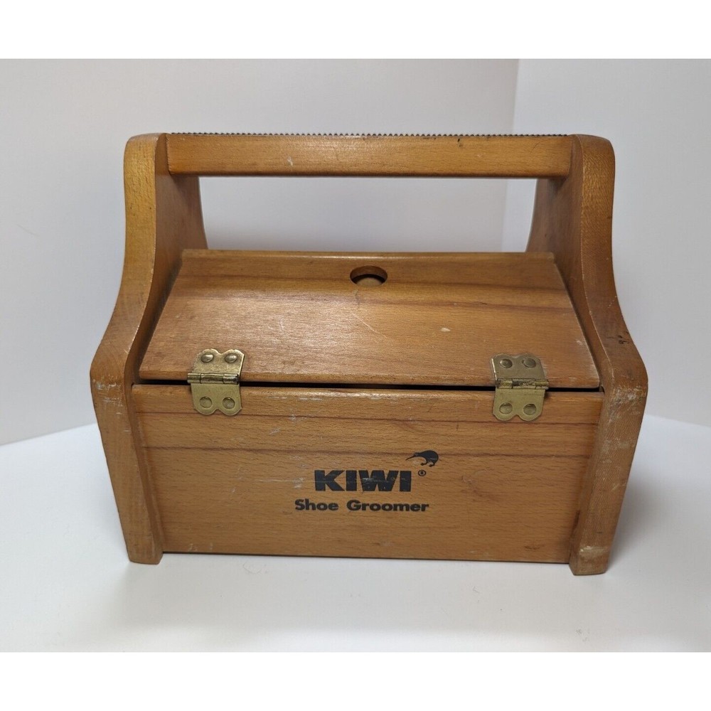 Vintage Kiwi Shoe Groomer‎ Box Shoeshine Polish Shine Care Valet Wooden Storage